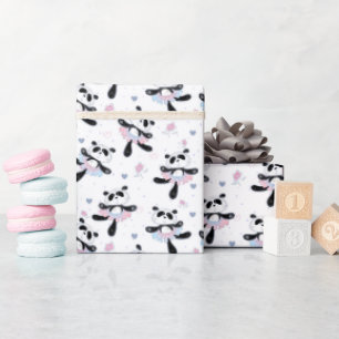 Papel De Presente Fofos Ursos Panda Bailarinos de Balé