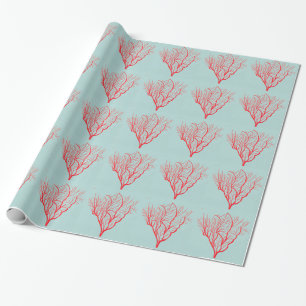 Papel De Presente Fogo coral mar natureza tema arte moderna