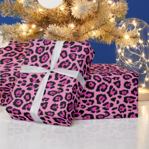 Papel De Presente Fogo-fofo-roxa-roxa-roxa-de-leopardo-na moda