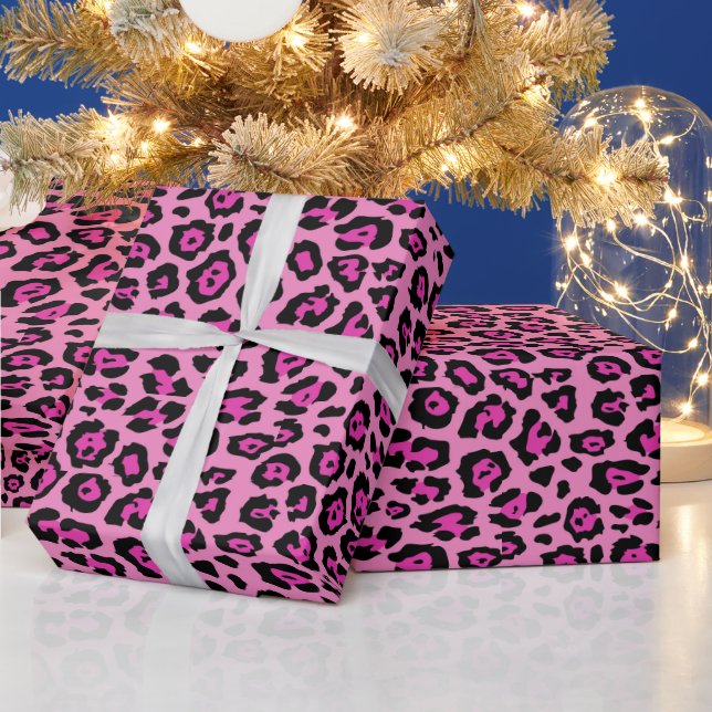 Papel De Presente Fogo-fofo-roxa-roxa-roxa-de-leopardo-na moda (Feriados)