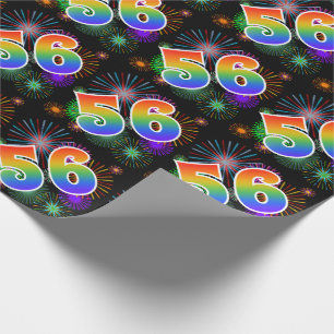 Papel De Presente Fogos de artifício coloridos + Padrão "56" do arco