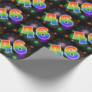 Papel De Presente Fogos de Artifício Coloridos + Padrão de Arco-íris