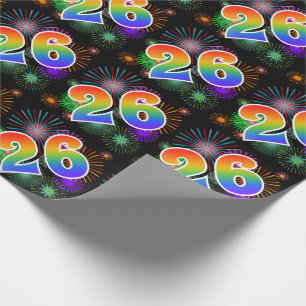 Papel De Presente Fogos-de-artifício coloridos + Teste padrão "26"