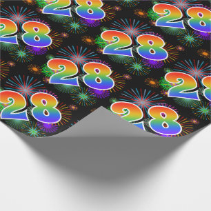 Papel De Presente Fogos-de-artifício coloridos + Teste padrão "28"