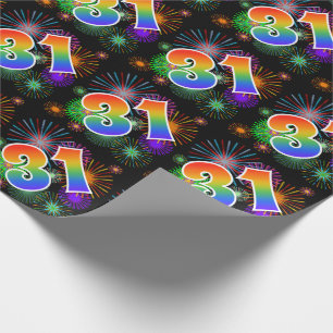 Papel De Presente Fogos-de-artifício coloridos + Teste padrão "31"