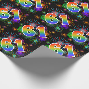 Papel De Presente Fogos-de-artifício coloridos + Teste padrão "61"