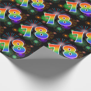 Papel De Presente Fogos-de-artifício coloridos + Teste padrão "78"