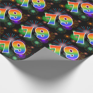 Papel De Presente Fogos-de-artifício coloridos + Teste padrão "79"