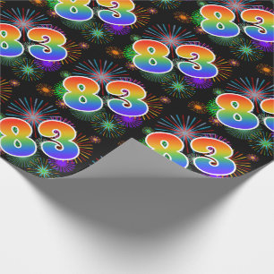 Papel De Presente Fogos-de-artifício coloridos + Teste padrão "83"