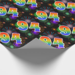 Papel De Presente Fogos-de-artifício coloridos + Teste padrão "94"