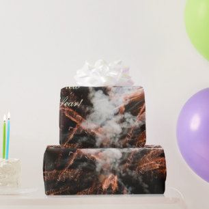 Papel De Presente Fogos de artifício Dourados fumaça preta abstrato