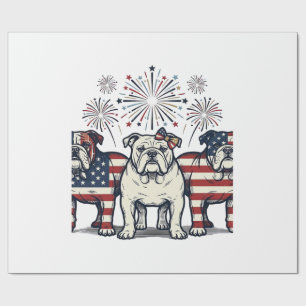 Papel De Presente Fogueira Patriótica Bulldog Desenho Vintage