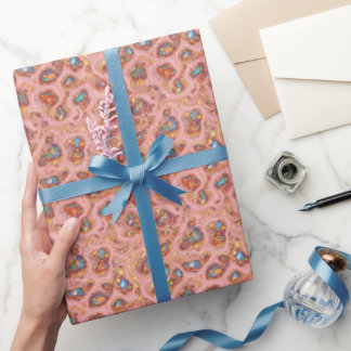 Papel De Presente Foil Cinza Rosa Dourada e Opal