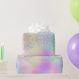 Papel De Presente Foil Iridescente Arco-íris e Brilho Holográfico