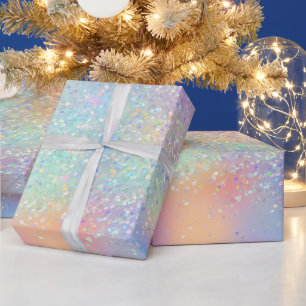 Papel De Presente Foil Iridescente Arco-íris e Glitter Holográfico