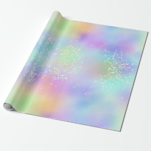 Papel De Presente Foil Iridescente Arco-íris e Glitter Holográfico