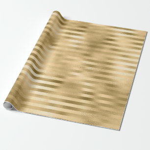 Papel De Presente Foil Listrado Dourado