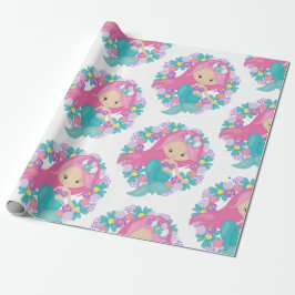 Papel De Presente Folha branca de enrolamento de púrpura da Sereia