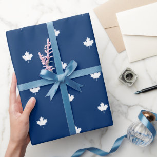 Papel De Presente Folha branca do Canadá no padrão azul