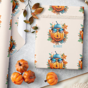 Papel De Presente Folha de Abóbora de Cor de Água Personalizada (Pum