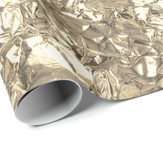Papel De Presente Folha de alumínio Dourada Champaço Faux Wrinkled (Ponta do rolo)