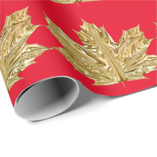 Papel De Presente Folha de bordo Dourado