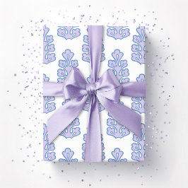 Papel De Presente Folha de Carvalho em Azul e Roxo