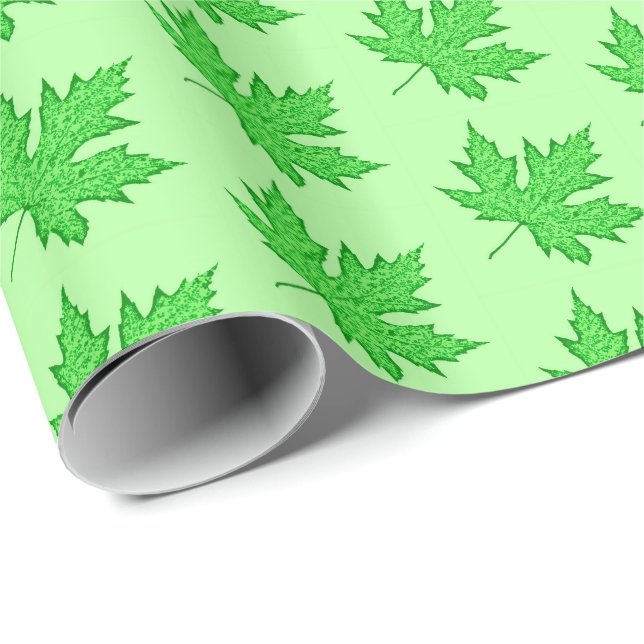 Papel De Presente Folha de carvalho - tons verdes (Ponta do rolo)