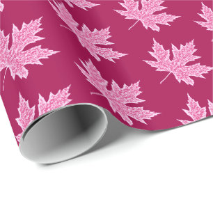 Papel De Presente Folha de carvalho - vinho burgundy e rosa
