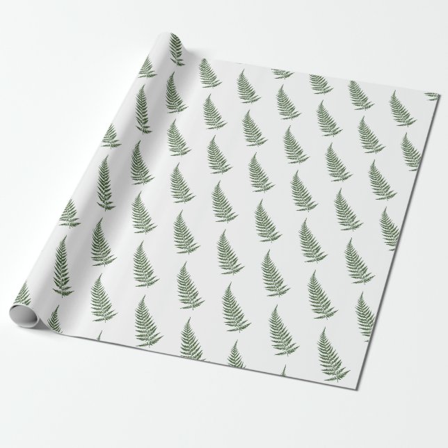 Papel De Presente Folha de Fern Botânica Pressionada - Misturar e Co (Desenrolado)