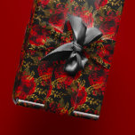 Papel De Presente Folha de Folha de Folha de Folhas do Rosa vermelha<br><div class="desc">Envision embrulhando um presente em algo tão espantoso, promete roubar o show antes mesmo que o presente dentro seja revelado. O Papel de Embalagem Negra Rosa vermelha para Folhas Florais de Folhas de Couro do Dourada não é apenas um papel de embrulho; é um artigo de declaração, envolvendo seu presente...</div>