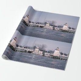 Papel De Presente Folha de Grassy Island Range Lights embrulhando pa