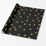 Papel De Presente Folha de Ouro Confetti Preto<br><div class="desc">Folha de ouro falso e elegante confete em papel de embrulho preto. A cor de fundo é totalmente personalizável. Observe que: Folha de ouro não real - estes são gráficos impressos planos.</div>