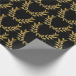 Papel De Presente Folha de Ouro Preto Monograma Elegante Chic Casame<br><div class="desc">Lindo papel de embrulho preto com acentos de glitter de folha de ouro que é chique e tão elegante. Ouro falso. Elegância simples no seu melhor. Minimalista e moderno.</div>