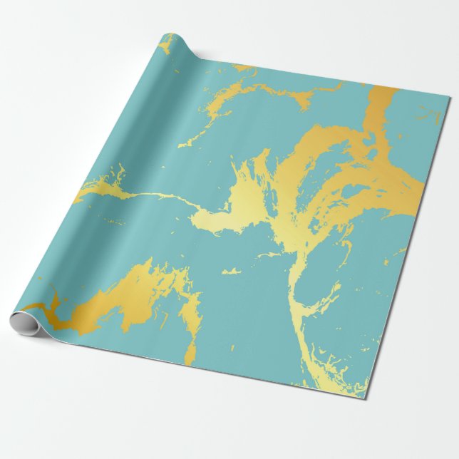 Papel De Presente Folha de Ouro Turquesa (Desenrolado)
