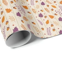 Papel de Presente Folha de Outono em Lavanda Suave