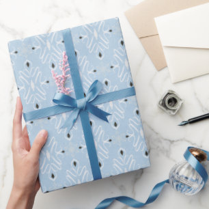 Papel De Presente Folha de presente branco de Natal bonito azul