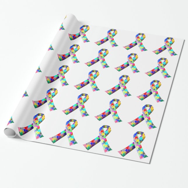 Papel De Presente Folha de presente de Fita de Sensibilização Autism (Desenrolado)
