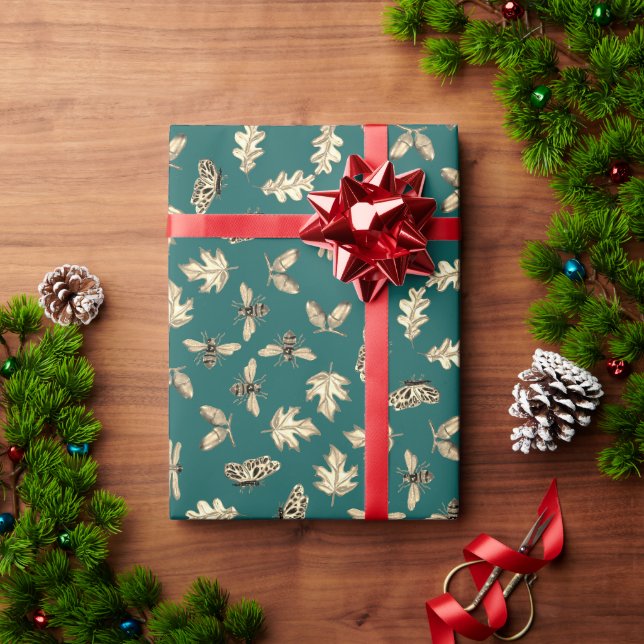 Papel De Presente Folha de presente de impressão verde e Dourado (Presente de Natal)