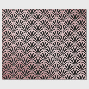 Papel De Presente Folha Dourado do rosa do falso no art deco Glam