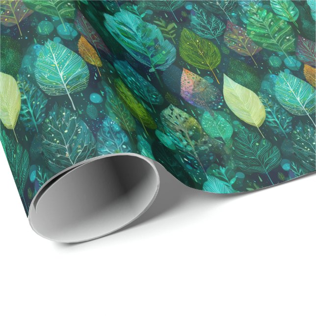 Papel De Presente Folha Elfica Elegante D&D Natureza (Ponta do rolo)