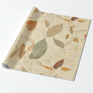 Papel De Presente Folha Inspirada na Natureza Rústica - Arte Botânic