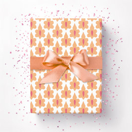 Papel De Presente Folha Pequena em Rosa e Laranja