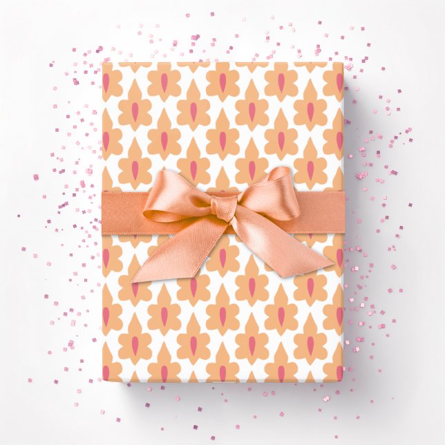 Papel De Presente Folha Pequena em Rosa e Laranja (Criador carregado)