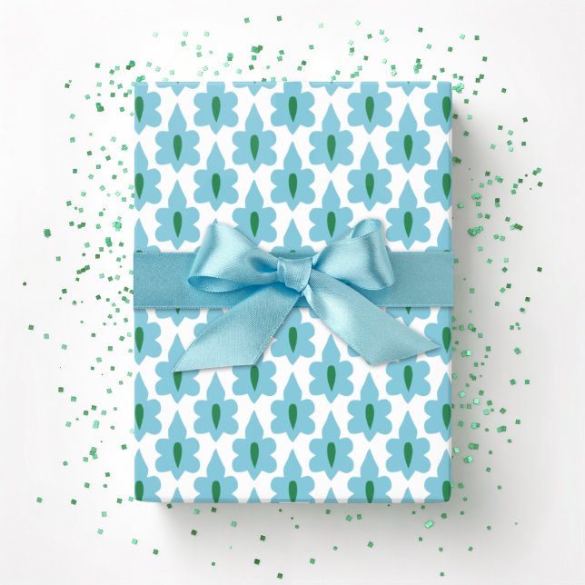 Papel De Presente Folha Pequena em Verde e Água (Criador carregado)