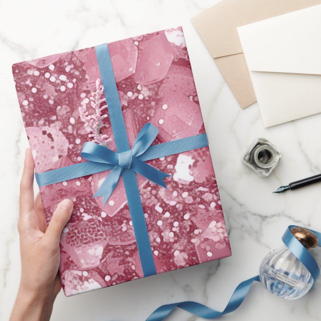 Papel De Presente Folha Rosa Pastel (Presentear)