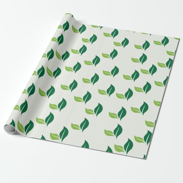 Papel De Presente Folha Verde Simples Padrão (Desenrolado)