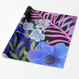 Papel De Presente Folhagem Botânica Fern Retro Floral Colorida