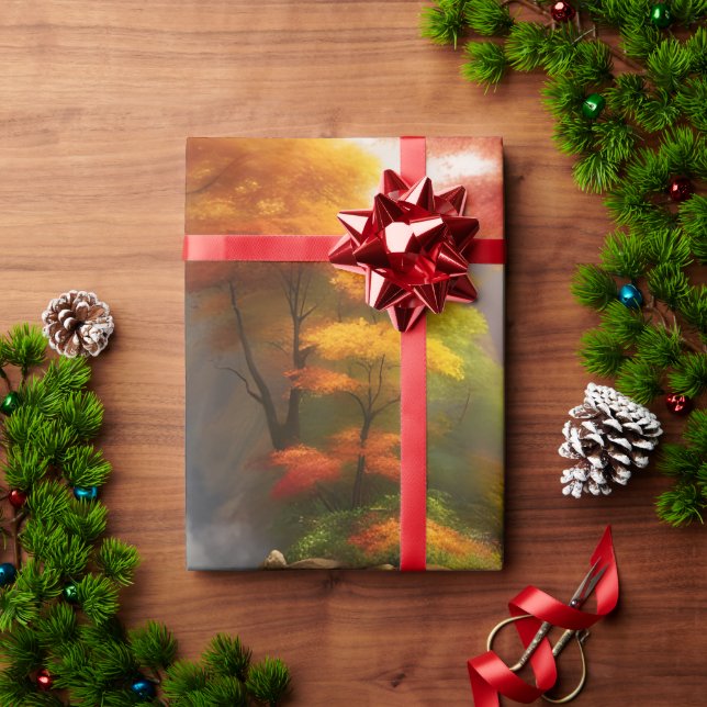 Papel De Presente Folhagem de queda na cascata (Presente de Natal)