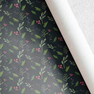 Papel De Presente Folhagem Festiva e Presente de Natal com Frutas Ve